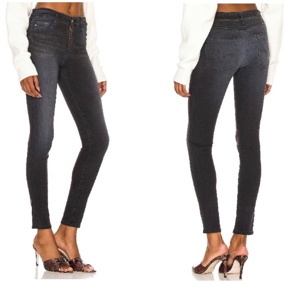 AG The Farrah High Rise Skinny Jeans Distressed Black Gray - Picture 1 of 13